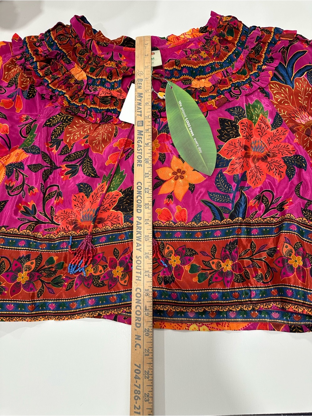 FARM Rio Pink Floral Ruffled Blouse with Orange and Green Accents - Picture 4 of 12